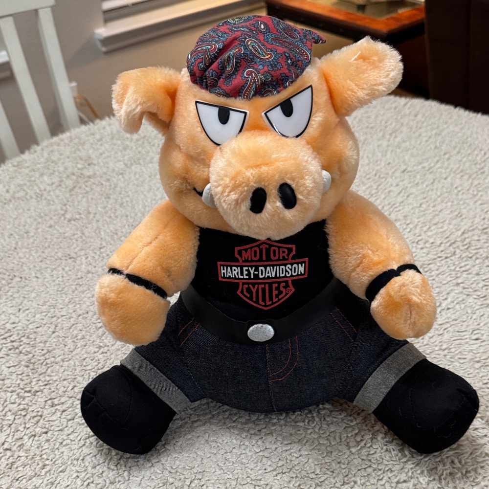 Vintage Harley-Davidson Mascot Style Plush Hog‎ Pig 1993 Play by Play Toys Biker